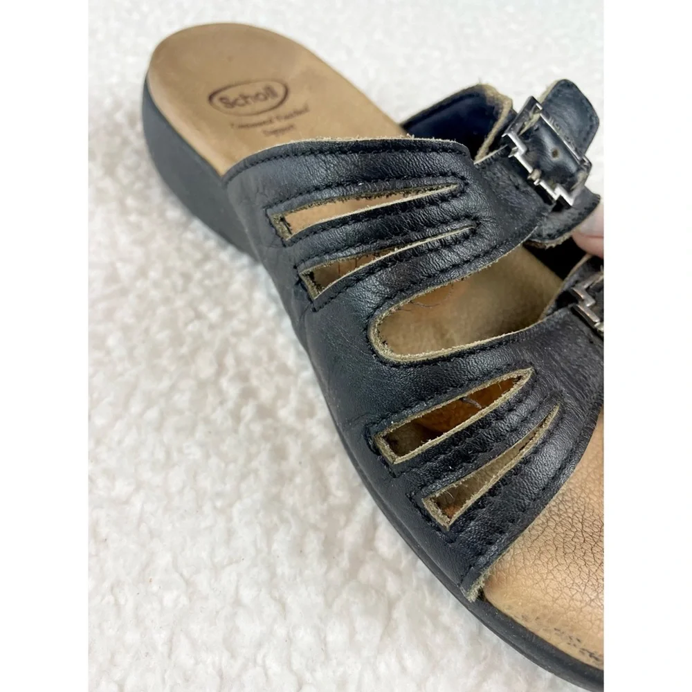DR. SCHOLL’S • Black/Tan Strappy Buckle Slip-On Sandals, 4 - Picture 9 of 14